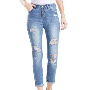 ZOE by Zoe + Phoebe Junior 5 Pocket Button Skinny Ankle Jeans Blue Size 5 B4HP
